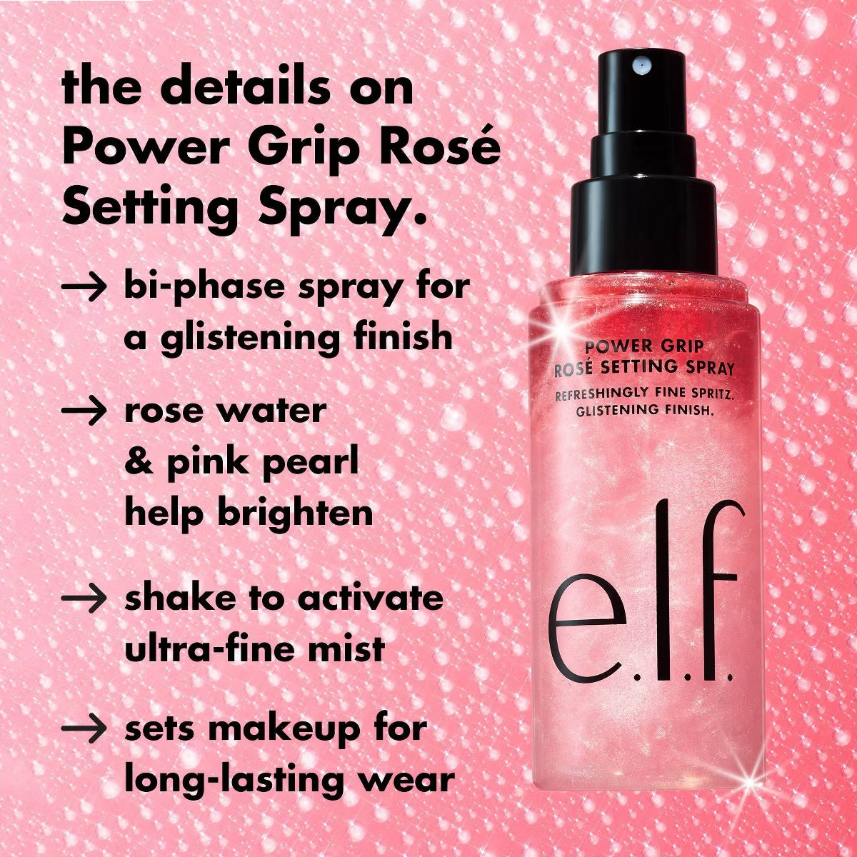 e.l.f. Power Grip Rosé Setting Spray - 2.7 fl oz